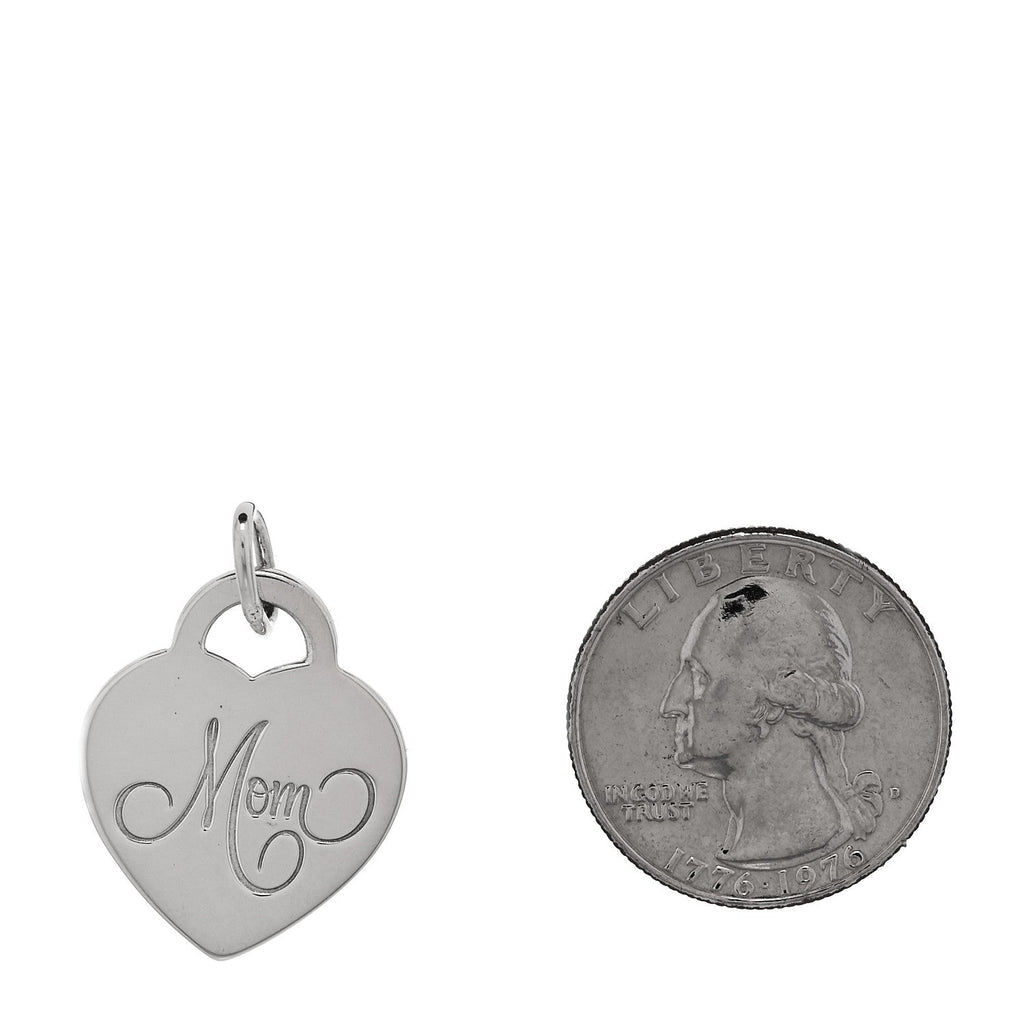 Sterling Silver Mom Heart Tag Charm