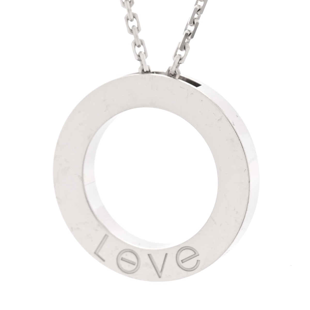 18K White Gold Diamond LOVE Paved Necklace