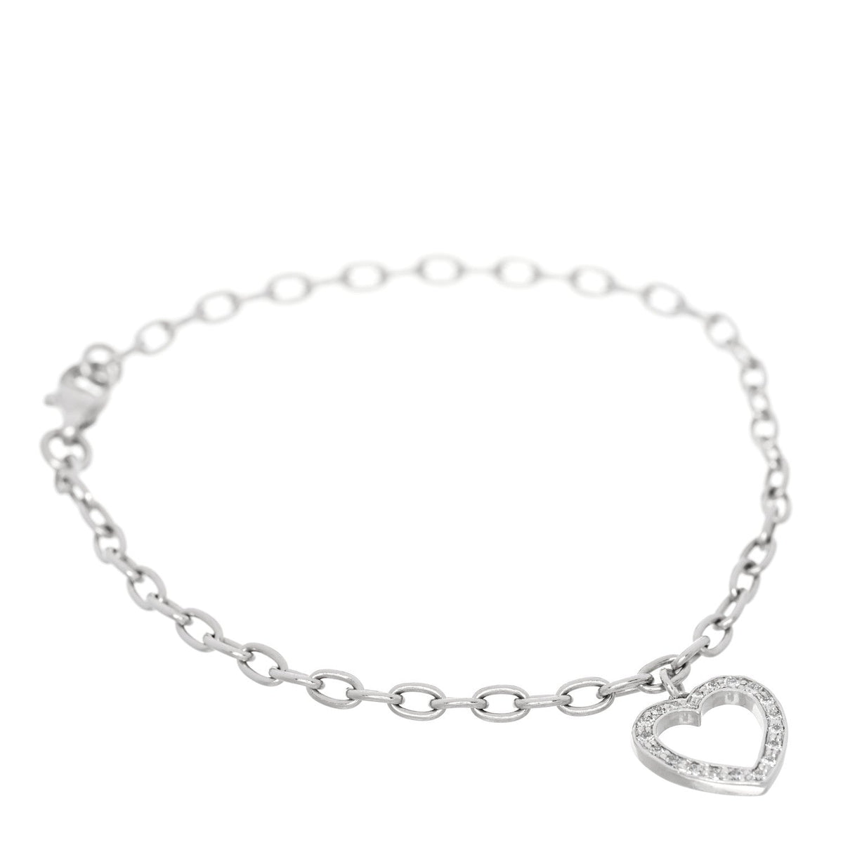 Platinum Diamond Heart Charm Bracelet