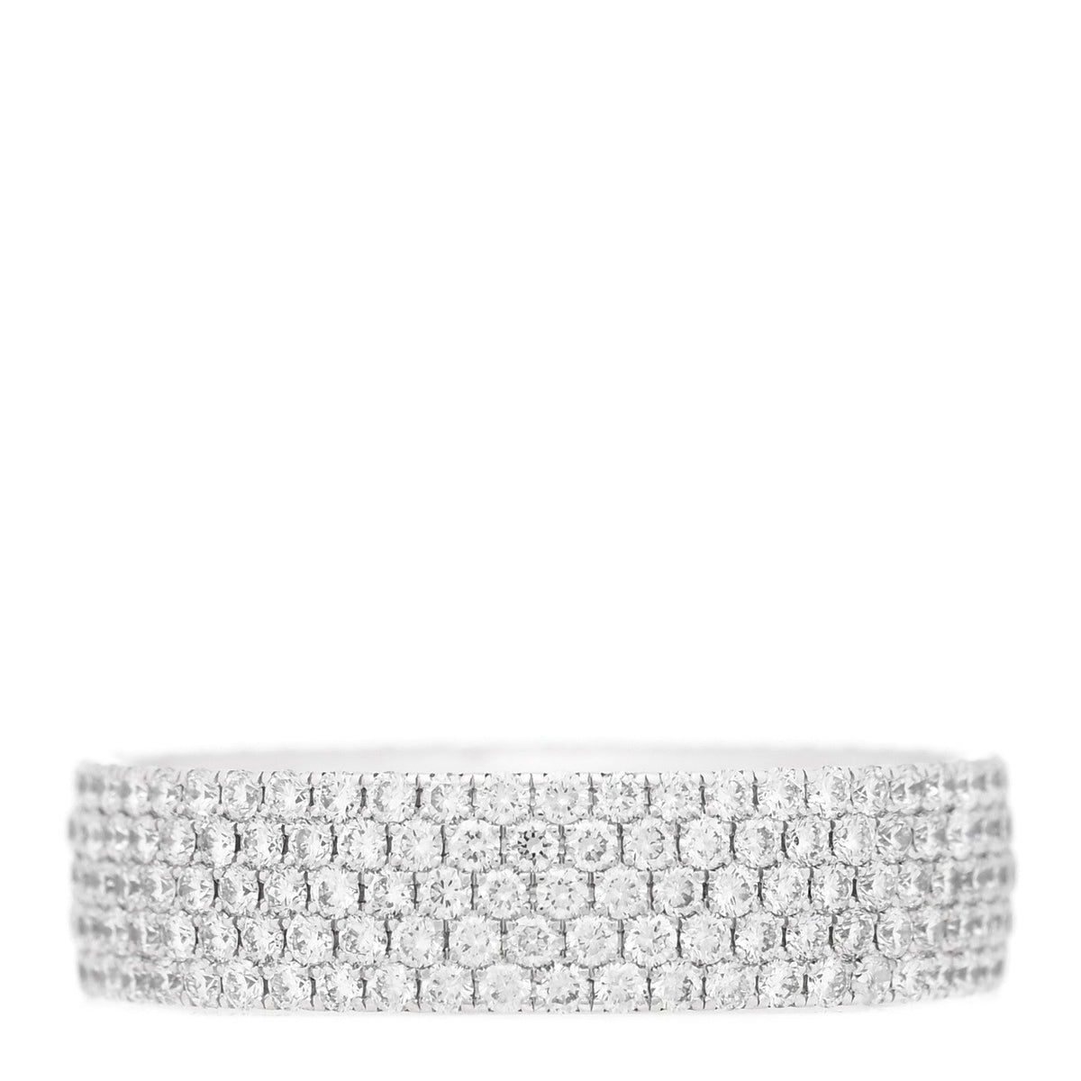 18K White Gold Diamond Metro Five-Row Ring 52 6