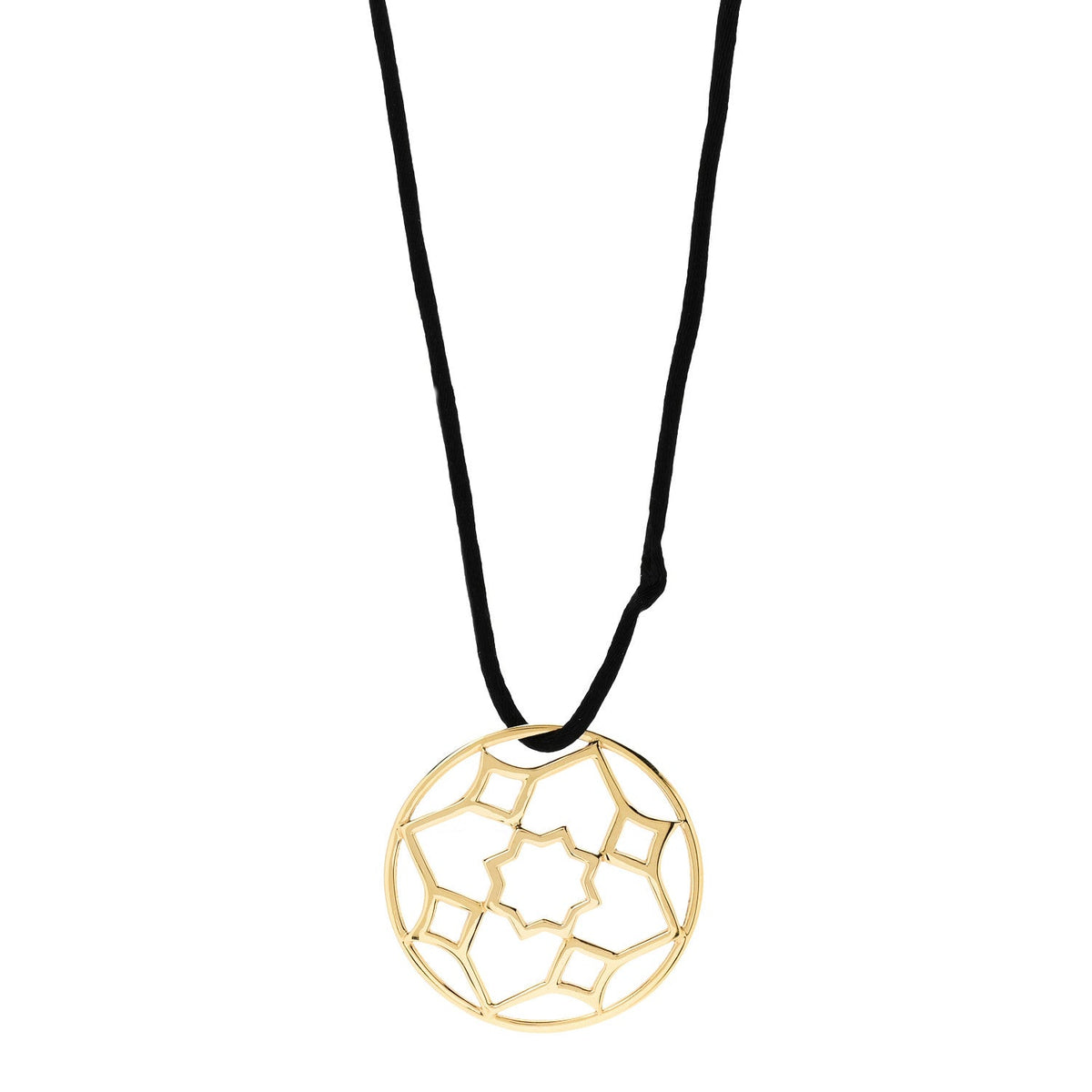 18K Yellow Gold Paloma Picasso Zellige Medallion Pendant Cord Necklace