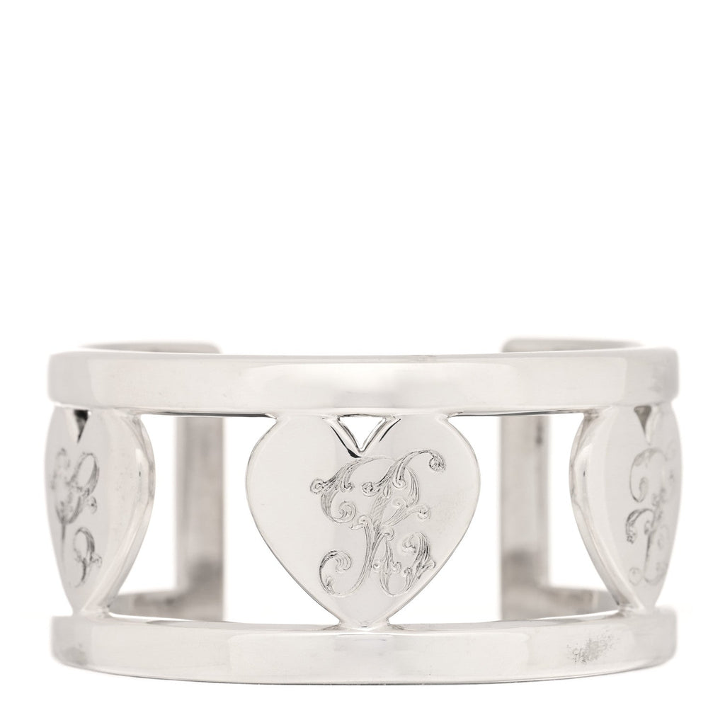 Sterling Silver Stencil Heart Cuff Bracelet