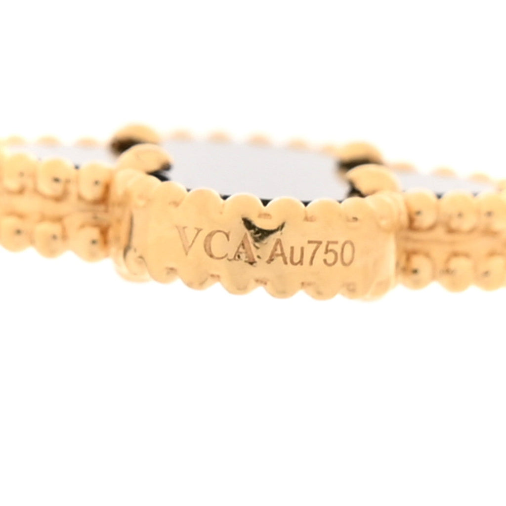 18K Yellow Gold Black Onyx 10 Motifs Vintage Alhambra Necklace