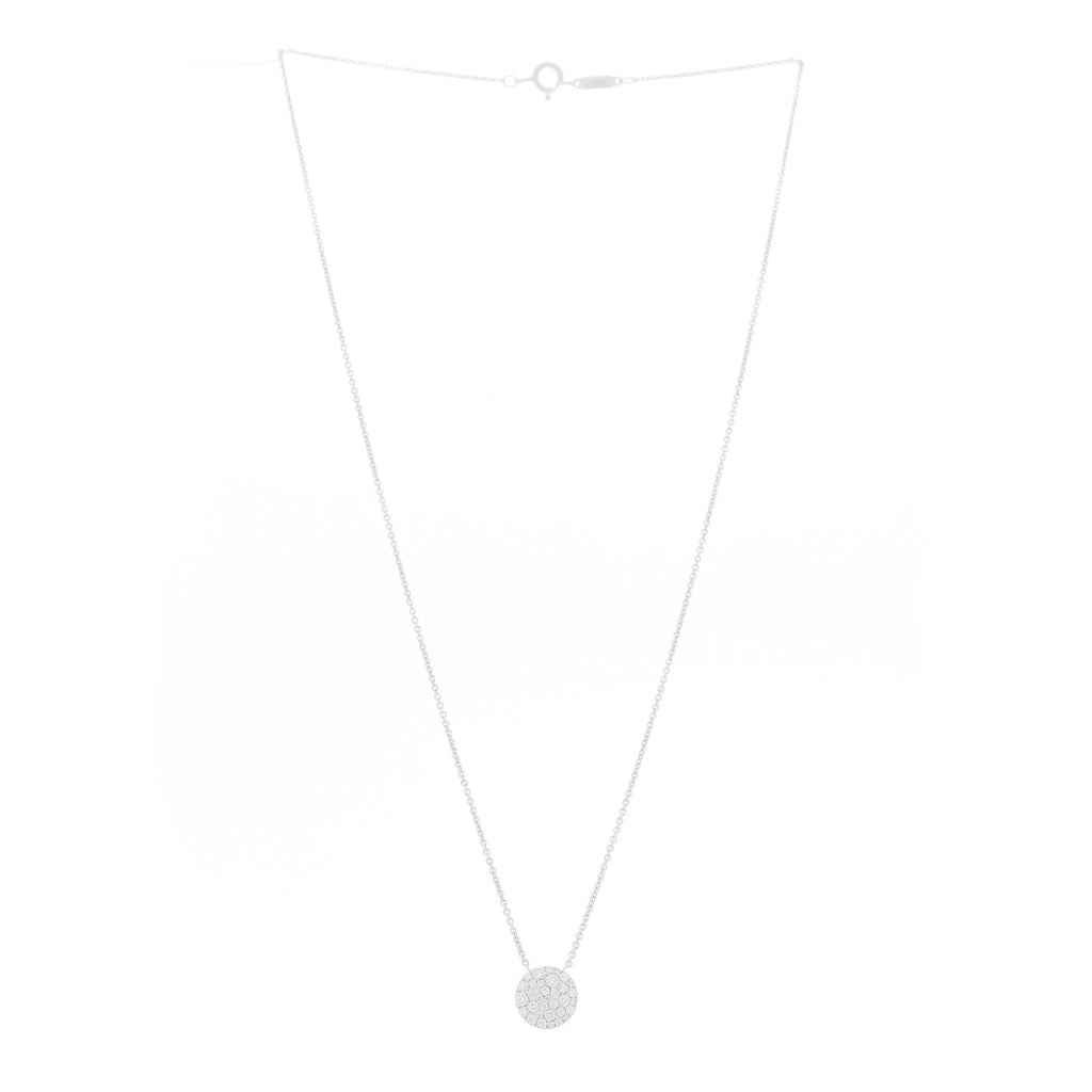 18K White Gold Diamond Metro Round Pendant Necklace