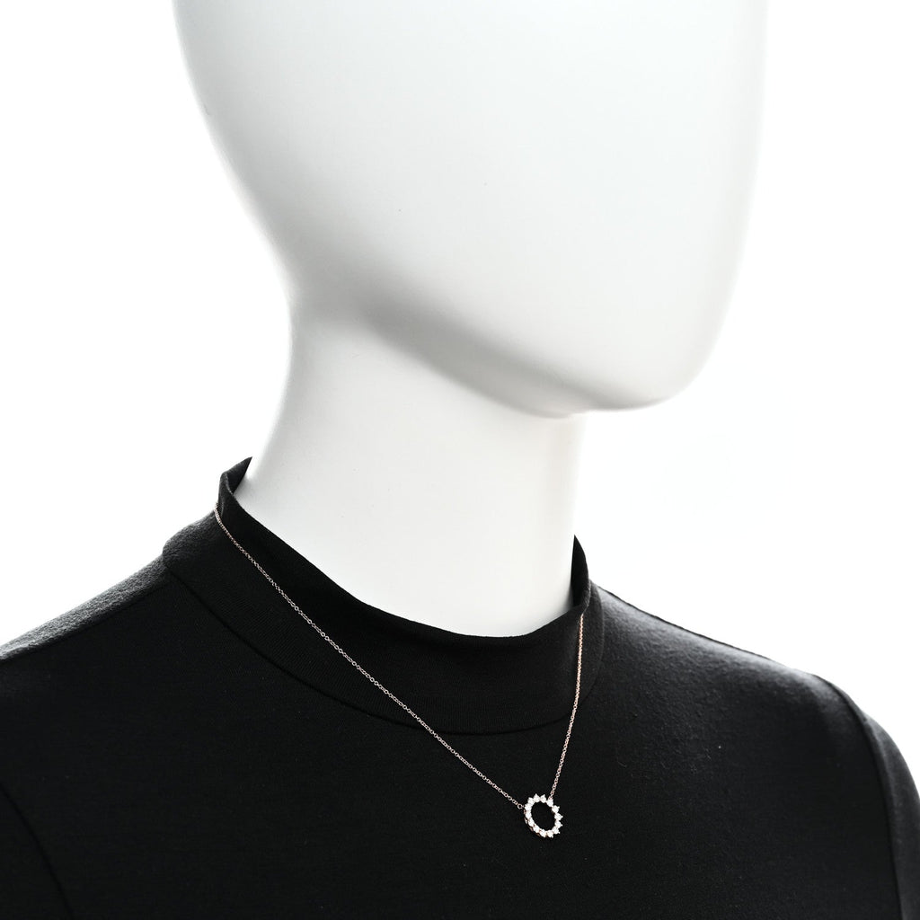 18K Rose Gold Diamond Small Open Circle Pendant Necklace