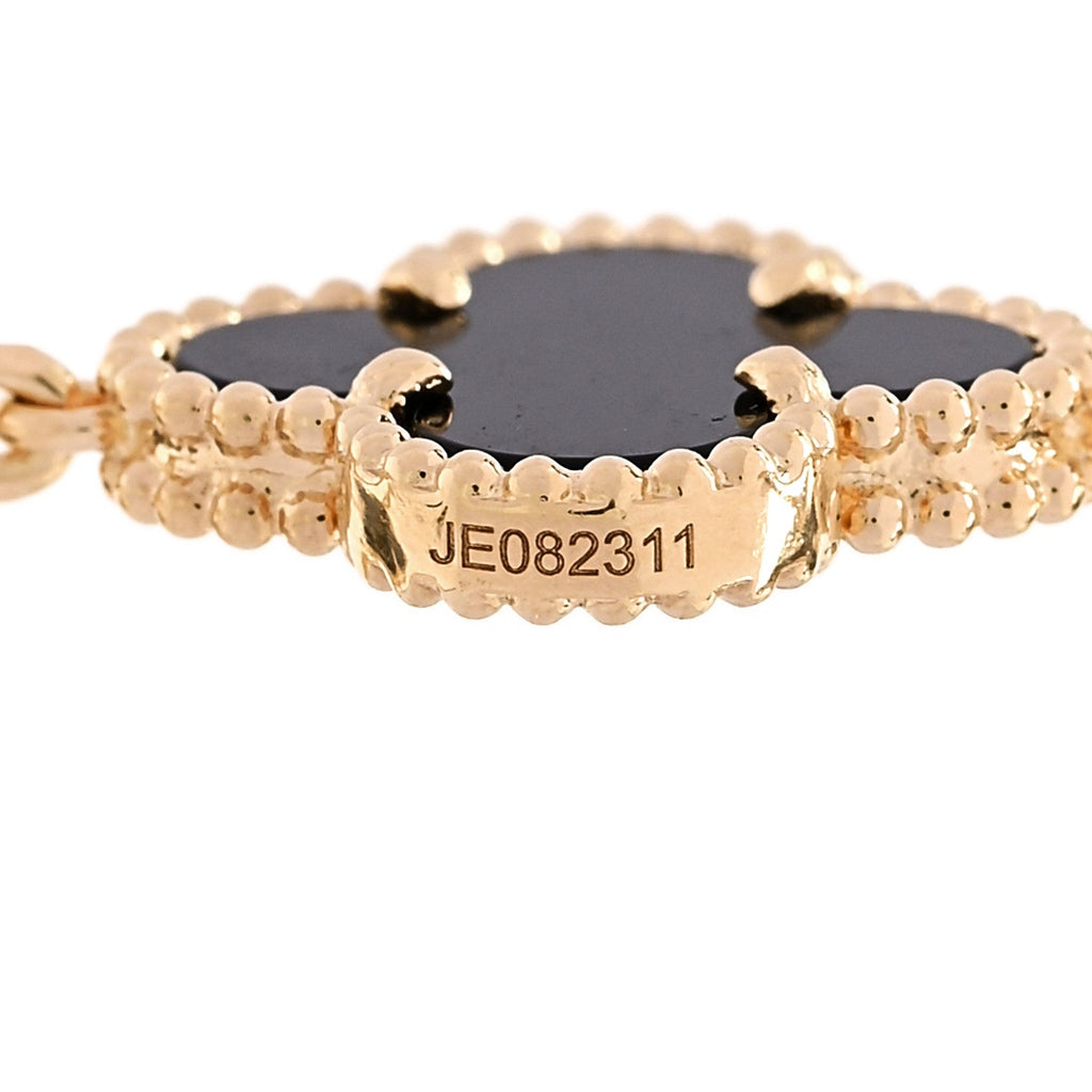 18K Yellow Gold Black Onyx 20 Motifs Vintage Alhambra Necklace