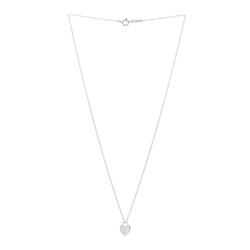 Sterling Silver Heart Lock Pendant Link Necklace