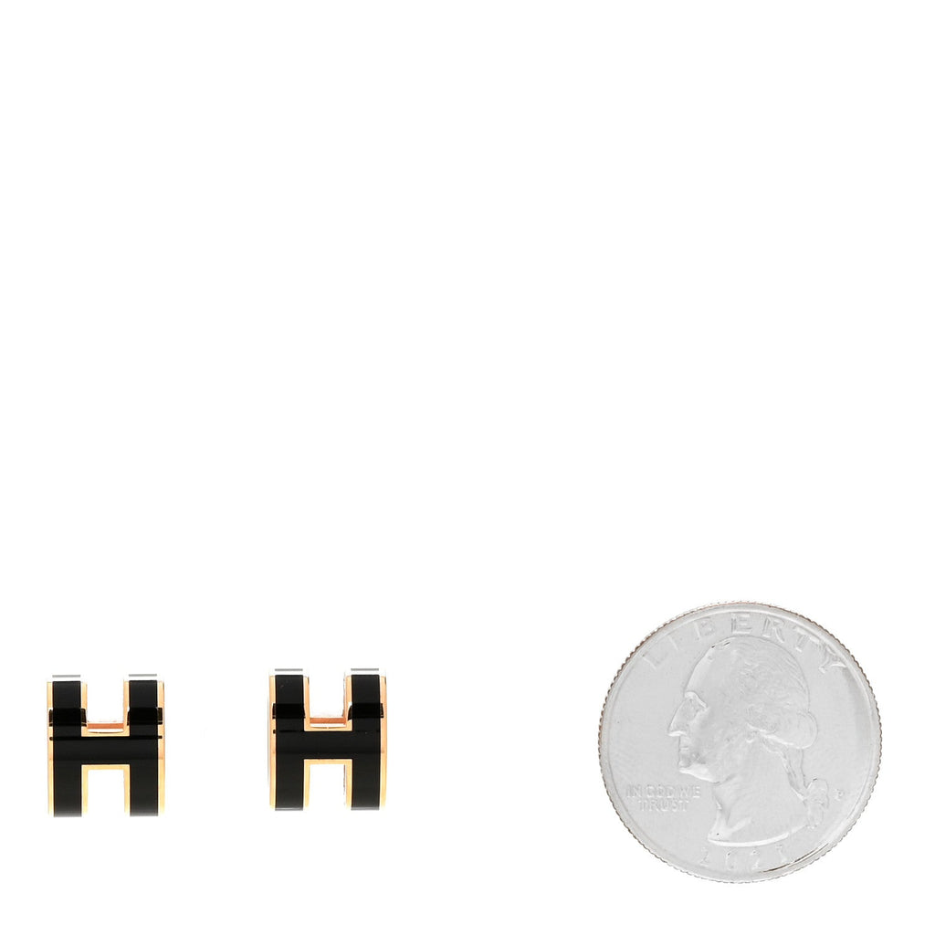 Gold Lacquered Pop H Earrings Black