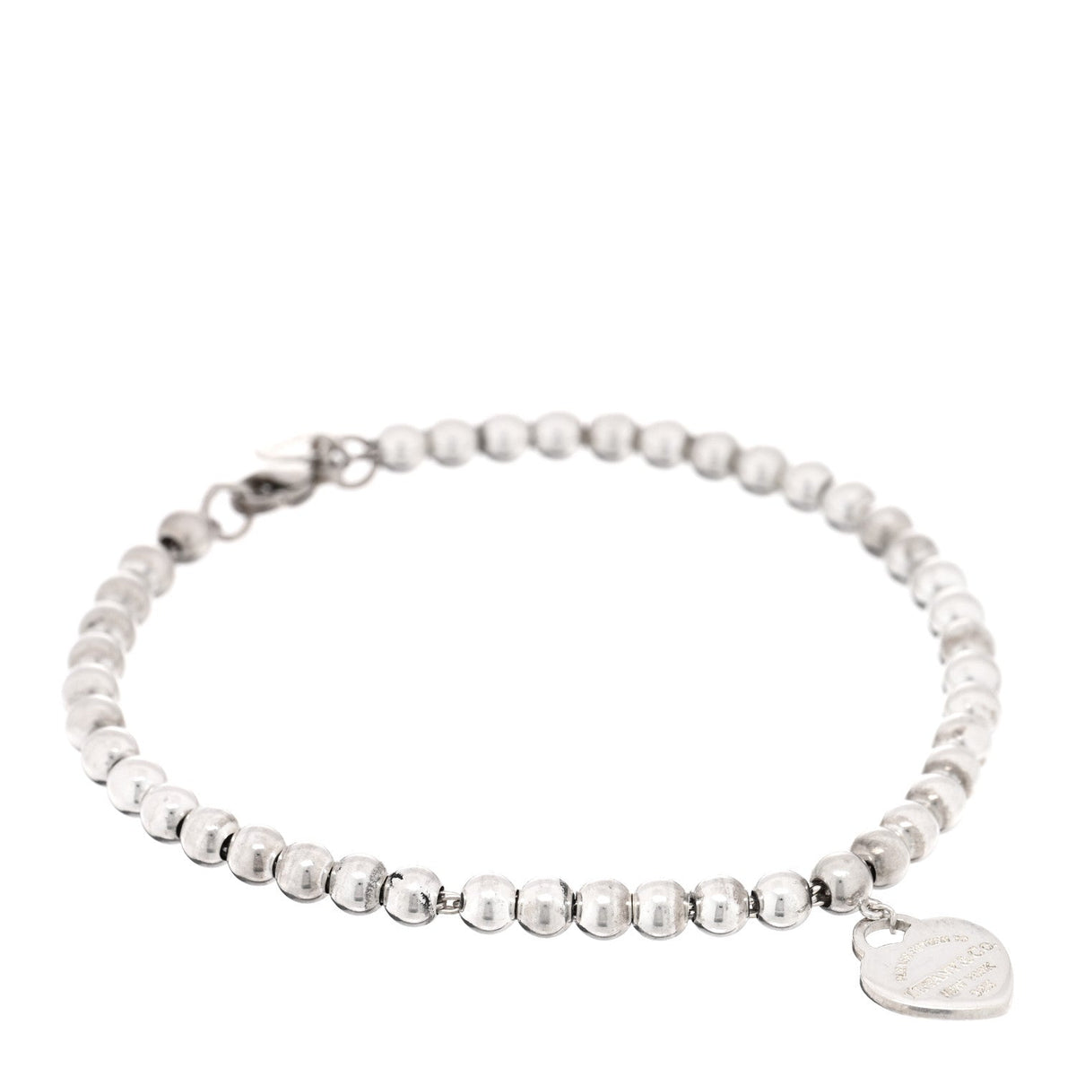 Sterling Silver Enamel 4mm Return To Tiffany Heart Tag Bead Bracelet Pink