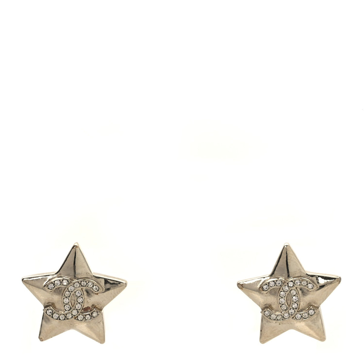 Crystal Star CC Stud Earrings Silver