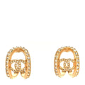 Crystal Strass CC Double Hoop Earrings Gold