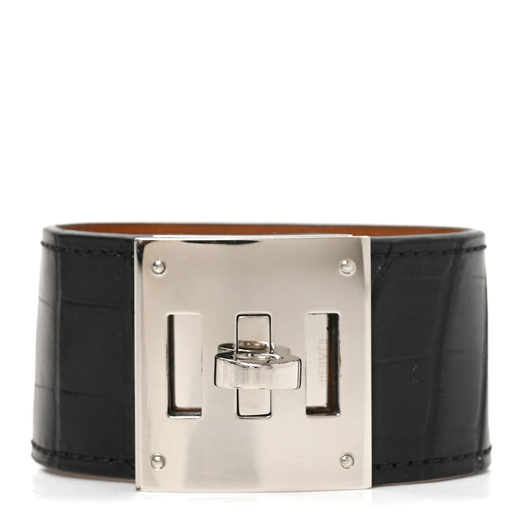 Shiny Alligator Kelly Dog Bracelet Black