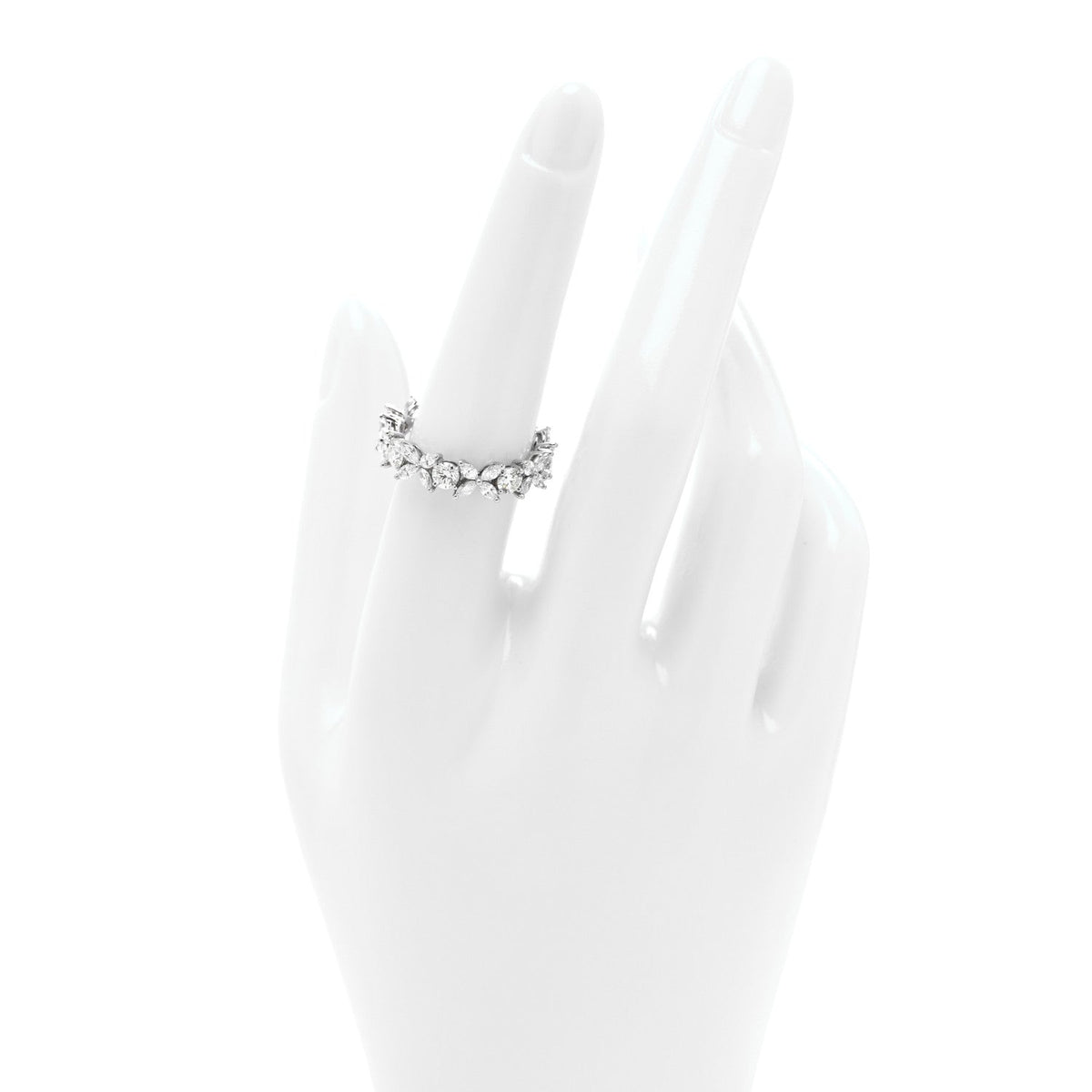 Platinum Diamond Victoria Alternating Band Ring 56 7.5