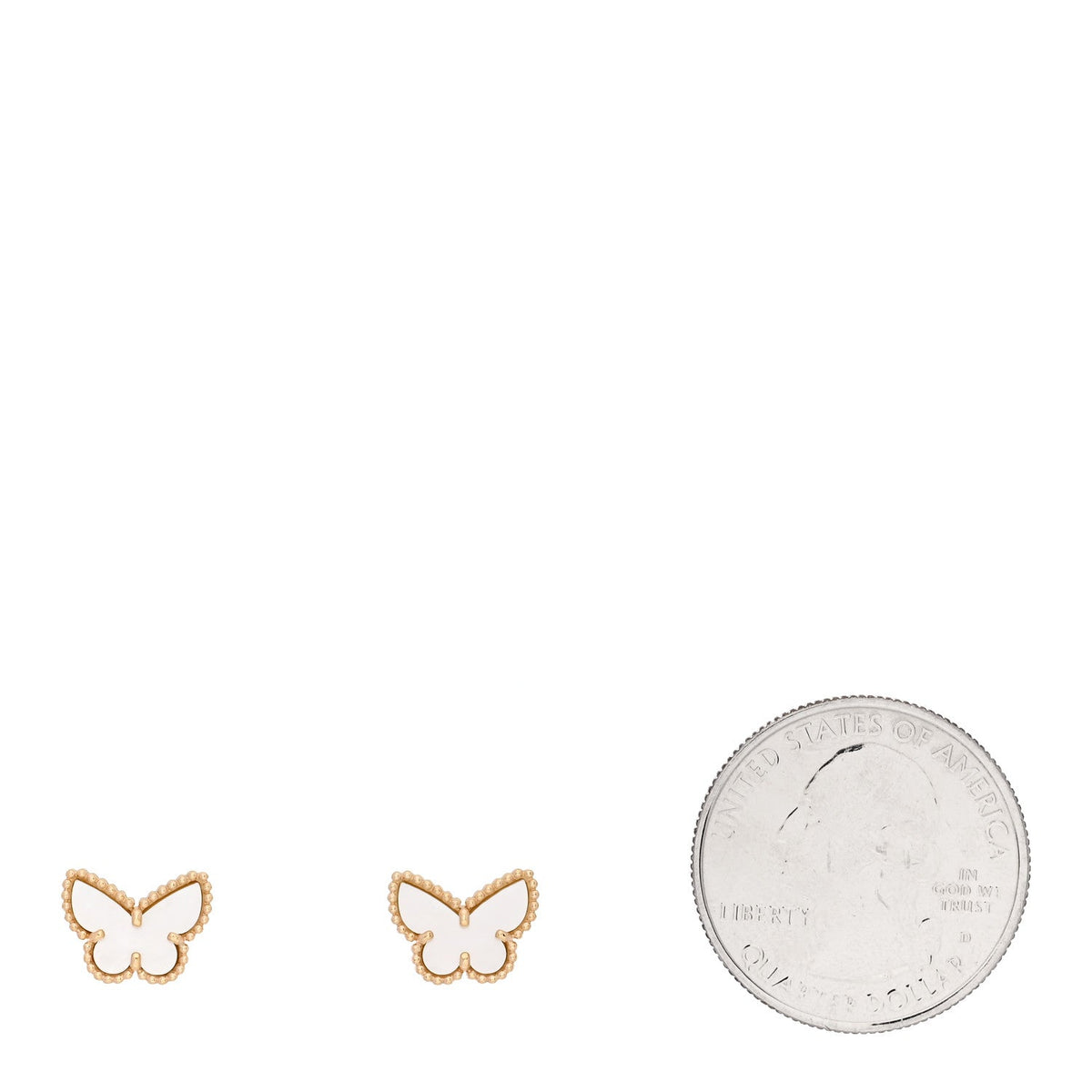 18K Yellow Gold Mother of Pearl Sweet Alhambra Butterfly Earrings