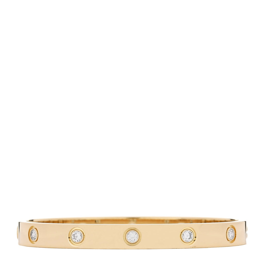 18K Yellow Gold 10 Diamond LOVE Bracelet 16
