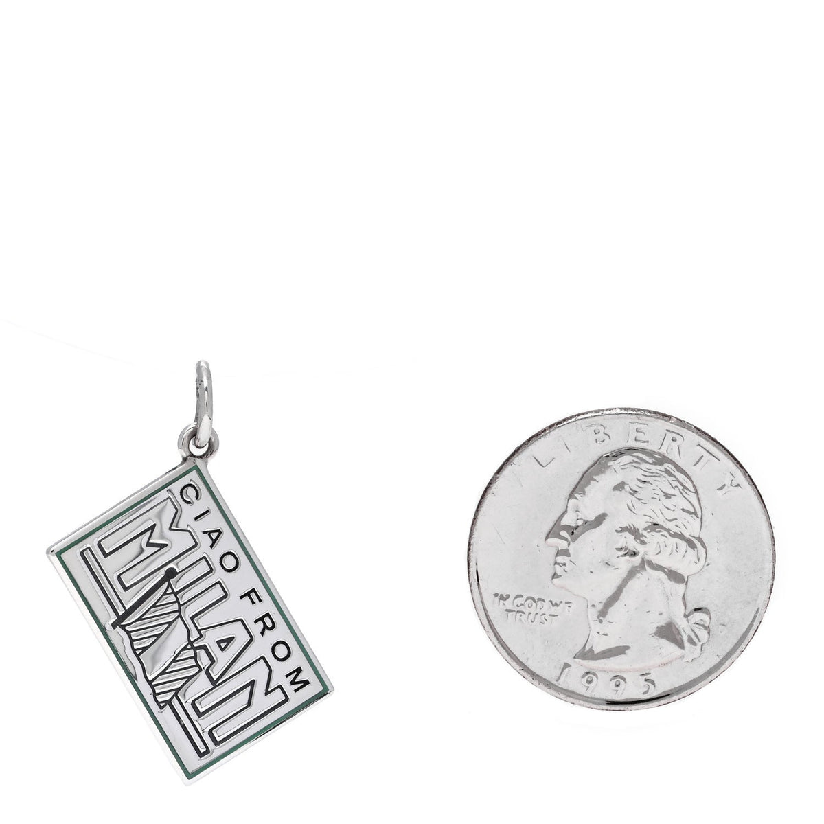 Sterling Silver Enamel Milan Postcard Charm Blue