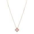 18K Rose Gold Diamond Pink Mother of Pearl Vintage Alhambra Pendant Necklace