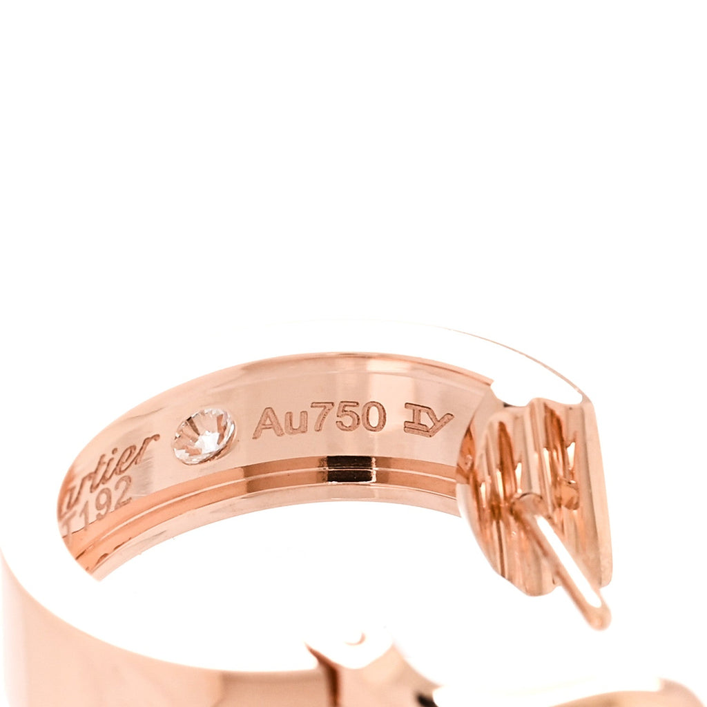 18K Pink Gold 2 Diamond 5.5mm LOVE Hoop Earrings