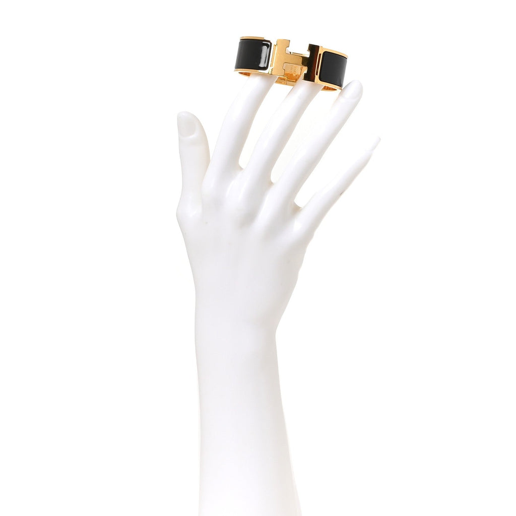 Enamel Wide Clic Clac H Bracelet PM Black
