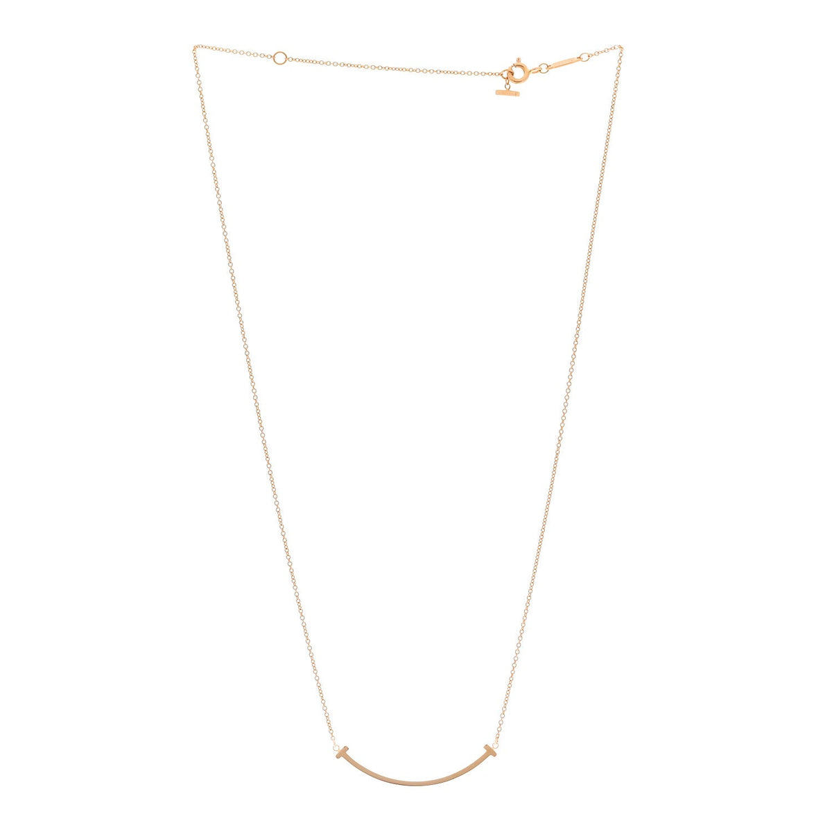 18K Rose Gold Small T Smile Pendant Necklace