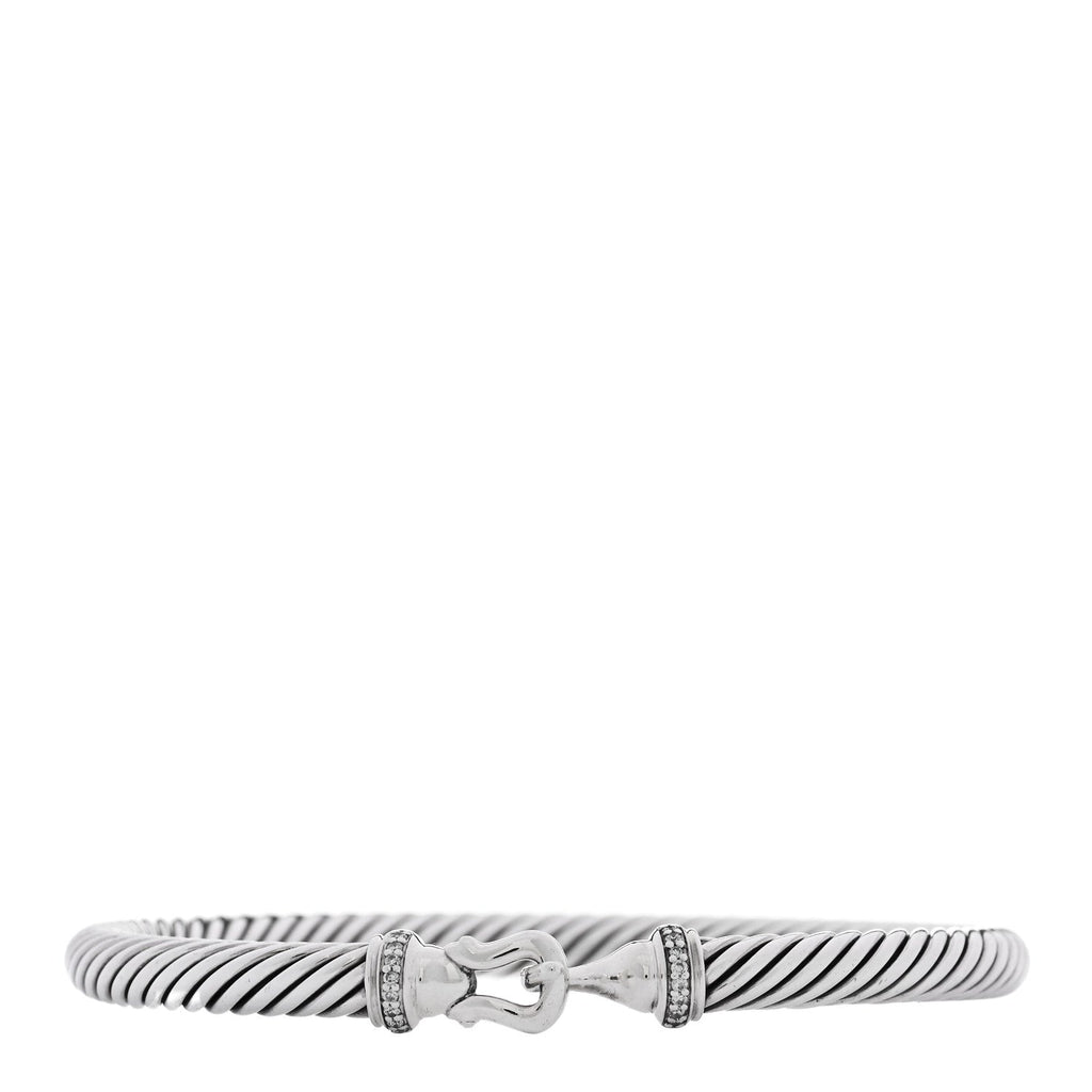 Sterling Silver Diamond 5mm Cable Buckle Bracelet
