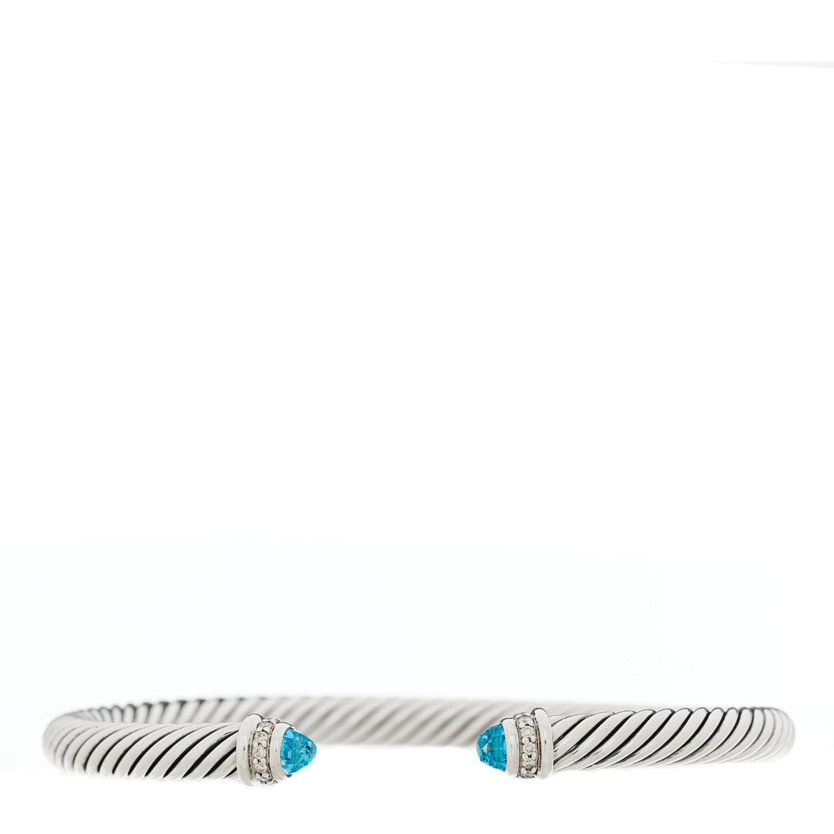 Sterling Silver Diamond Blue Topaz 5mm Cable Classics Bracelet
