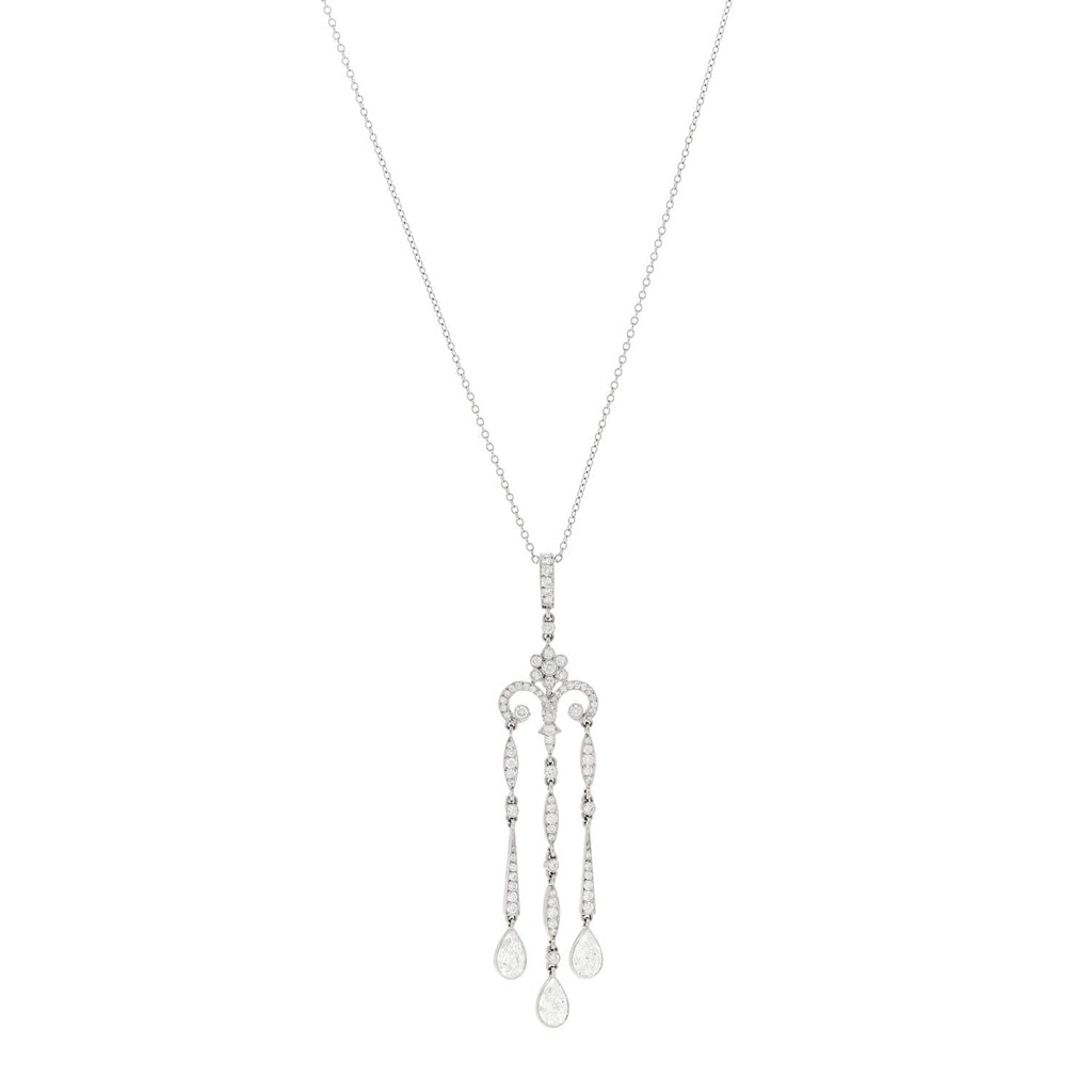 Platinum Diamond Legacy Pear Drop Pendant Necklace