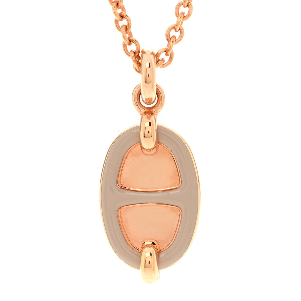 Metal Enamel Mini Maillon Pendant Necklace Marron Glace