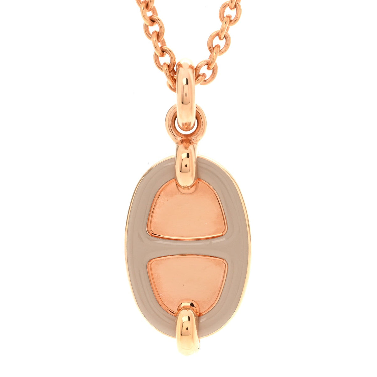 Metal Enamel Mini Maillon Pendant Necklace Marron Glace