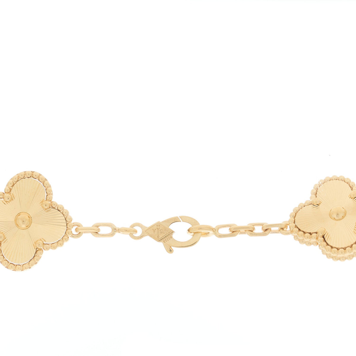 18K Yellow Gold 10 Motifs Guilloche Vintage Alhambra Necklace