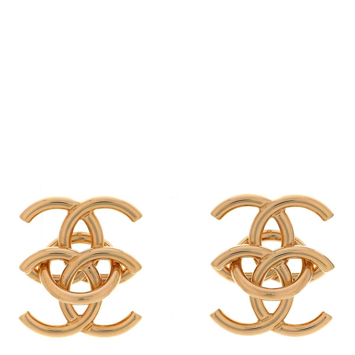 Metal CC Drop Earrings Gold