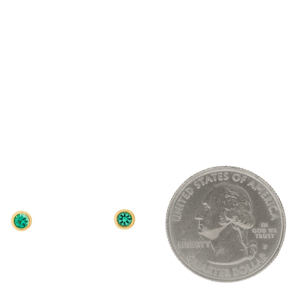 18K Yellow Gold Emerald .14ctw Color By The Yard Earrings