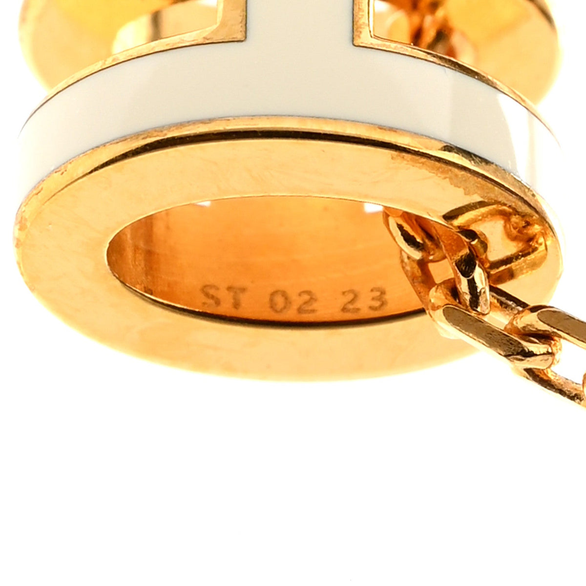 Lacquered Gold Mini Pop H Pendant Necklace White
