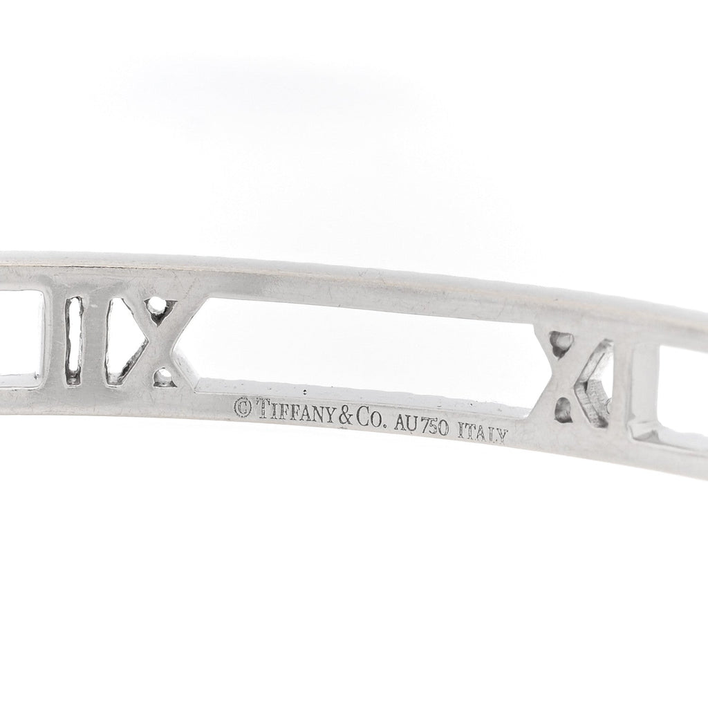 18K White Gold Diamond Atlas Open Bangle Bracelet