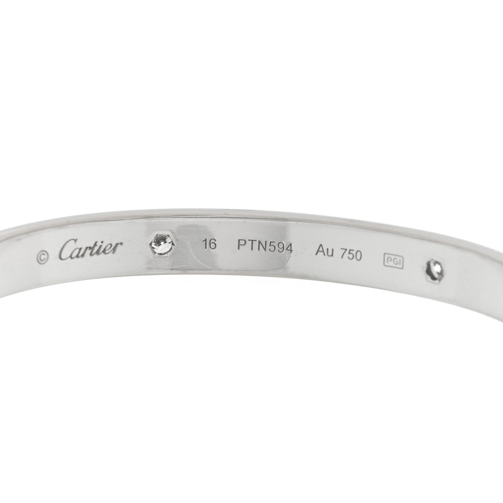 18K White Gold 4 Diamond LOVE Bracelet 16