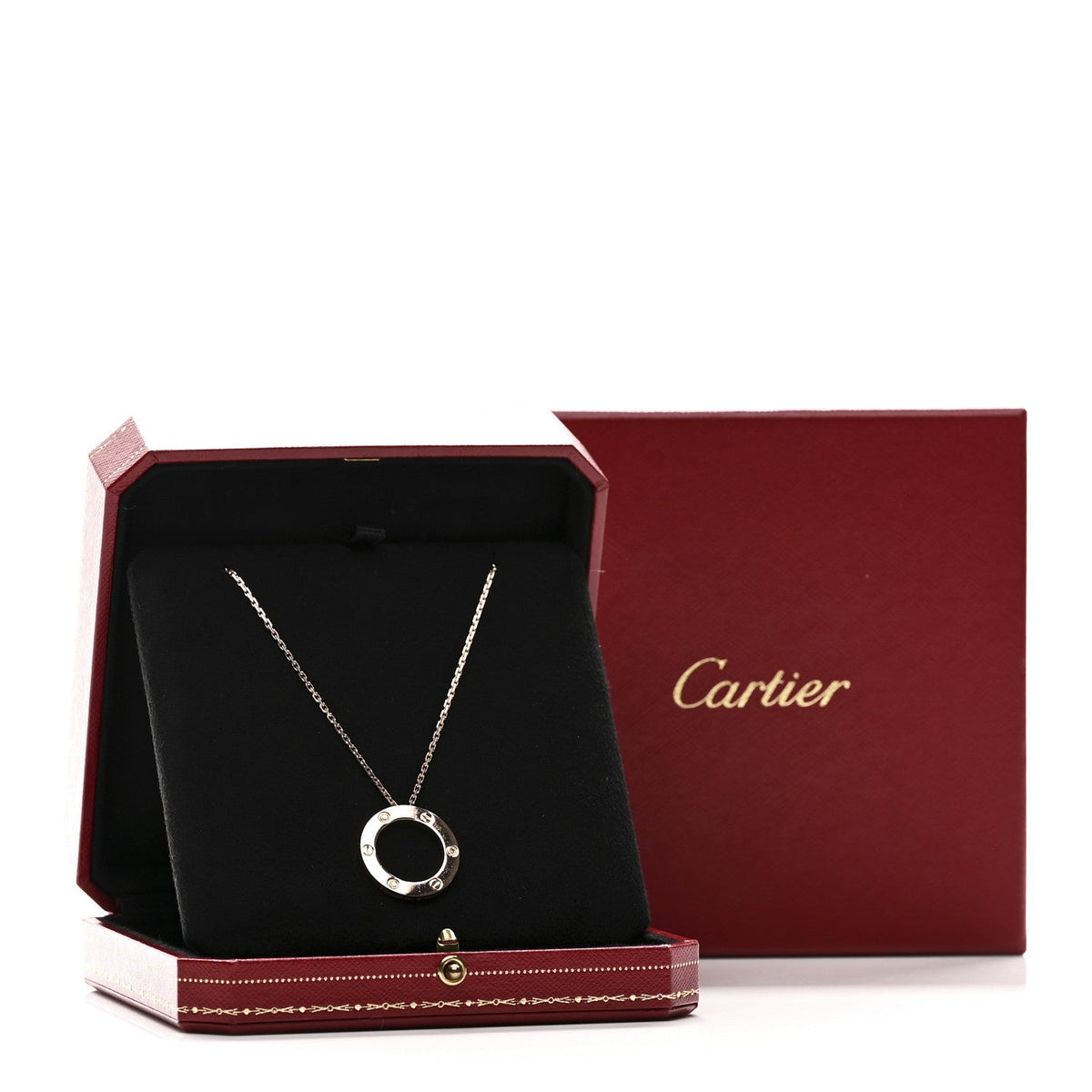 18K Pink Gold 3 Diamonds LOVE Pendant Necklace