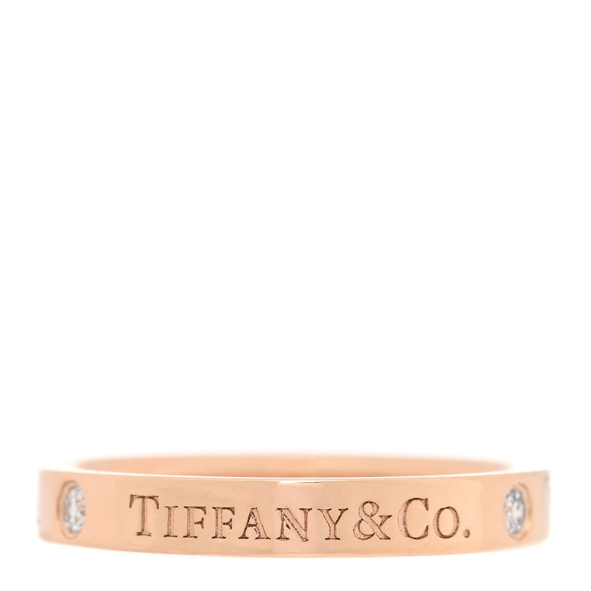 18K Rose Gold Diamond Logo Band Ring 53 6.25