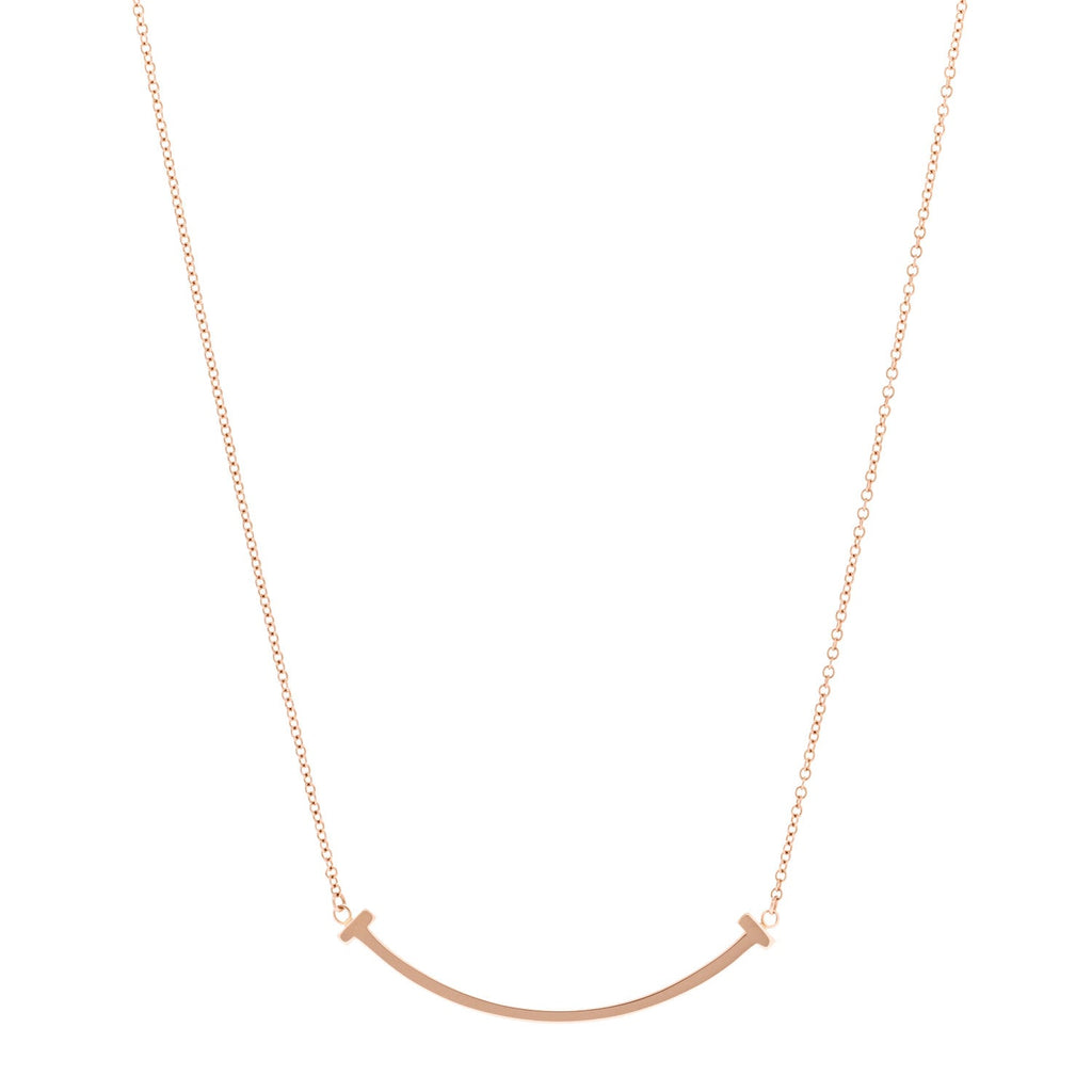 18K Rose Gold Small T Smile Pendant Necklace