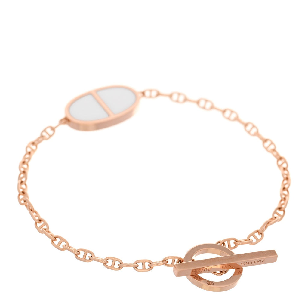 18K Rose Gold White Ceramic Chaine d'Ancre Verso Bracelet SH