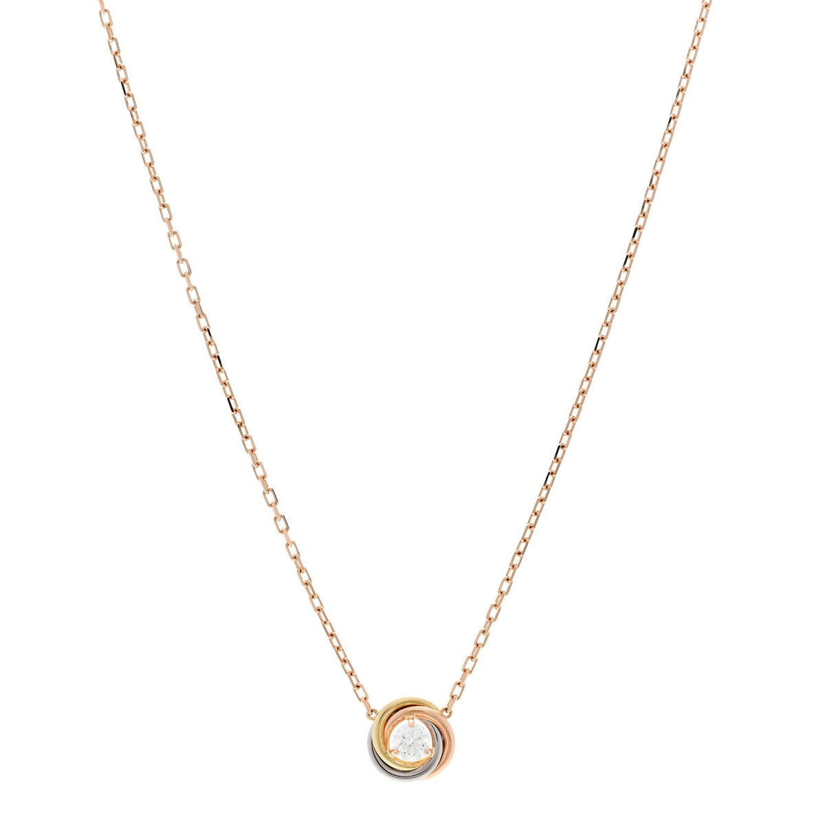 18K Pink White Yellow Gold Diamond Trinity De Cartier Pendant Necklace
