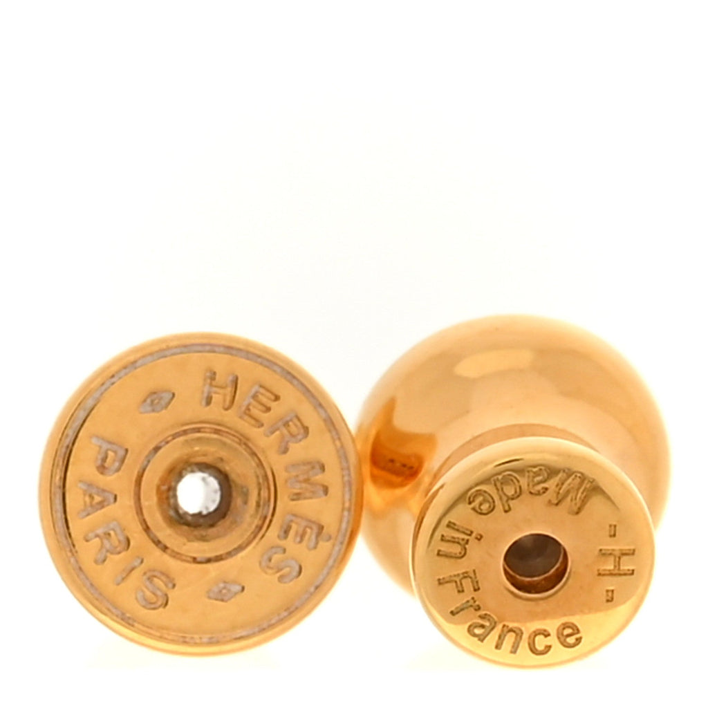Gold Lacquered Mini Pop H Earrings White