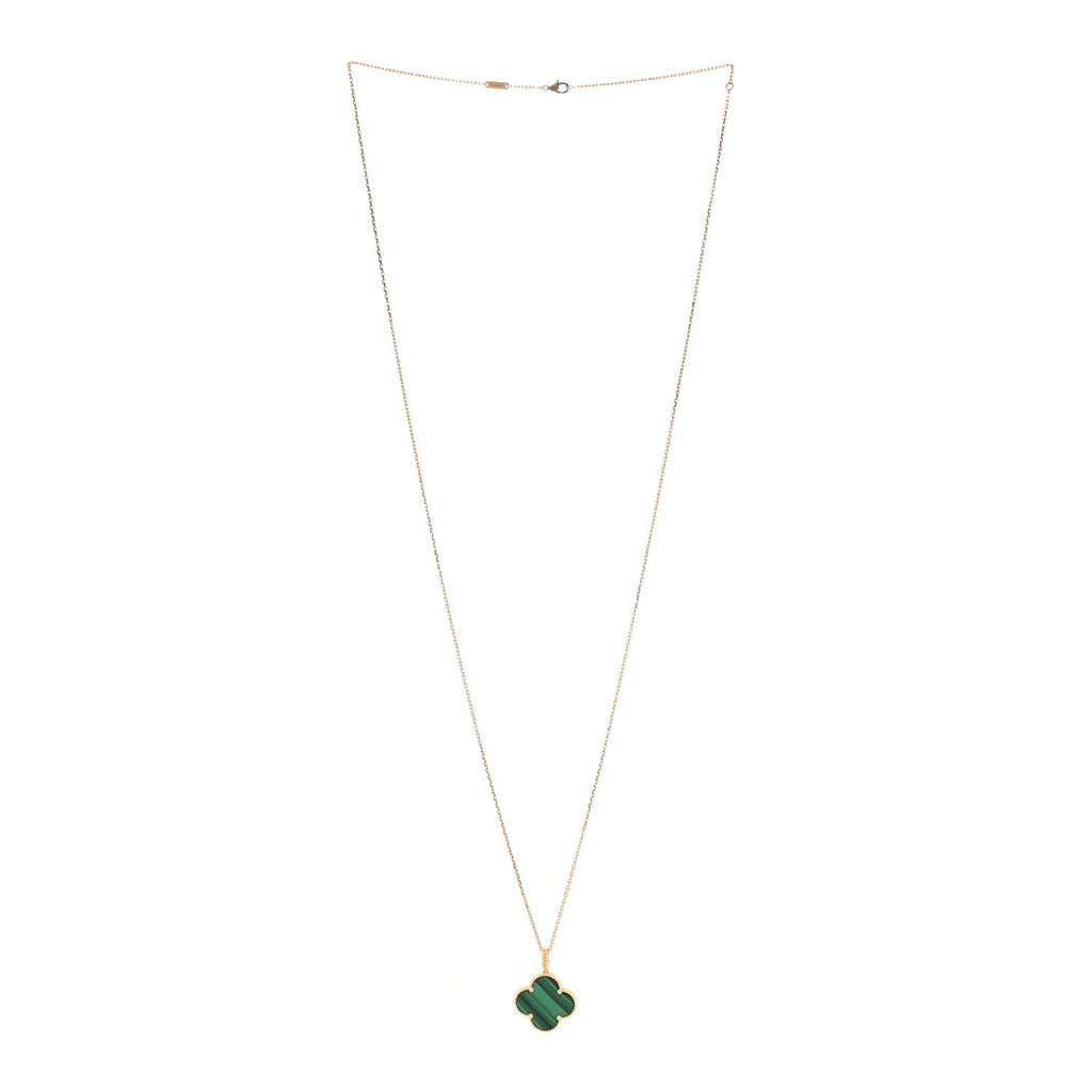 18K Yellow Gold Malachite Magic Alhambra Pendant Necklace