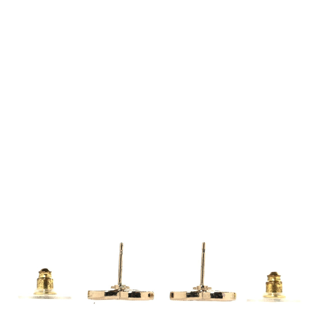 Enamel CC Earrings Pearly Pink Gold