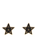 Metal Glitter Sparkle CC Star Earrings Gold Pearly Black