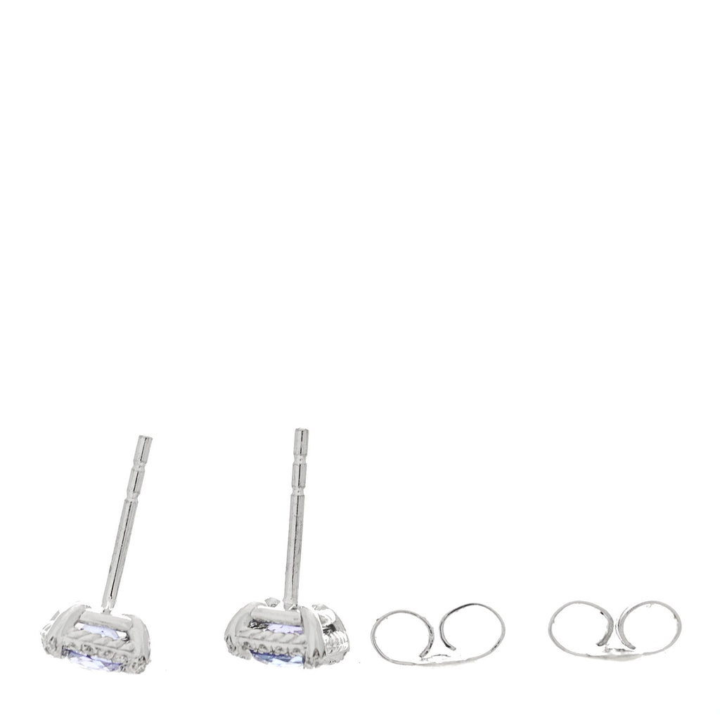 18K White Gold Diamond Tanzanite 5mm Chatelaine Bezel Stud Earrings