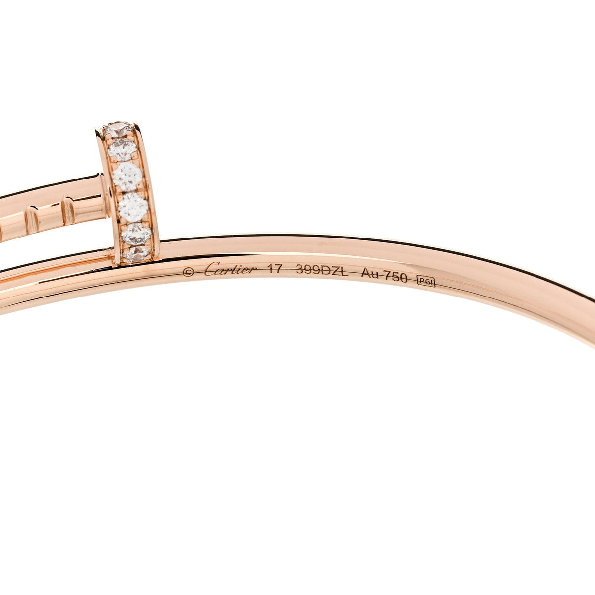 18K Pink Gold Diamond Small Juste Un Clou Bracelet 16