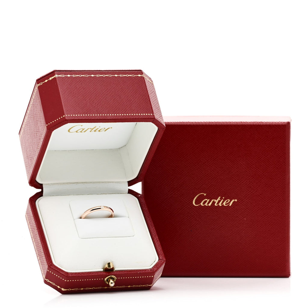 18K Pink Gold Diamond 2.6mm 1895 Wedding Band Ring 50 5.25