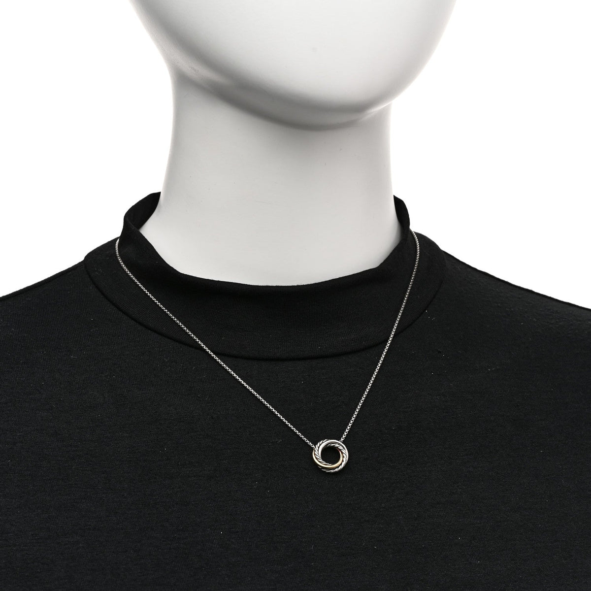 Sterling Silver 18K Yellow Gold 14.5mm Crossover Pendant Necklace