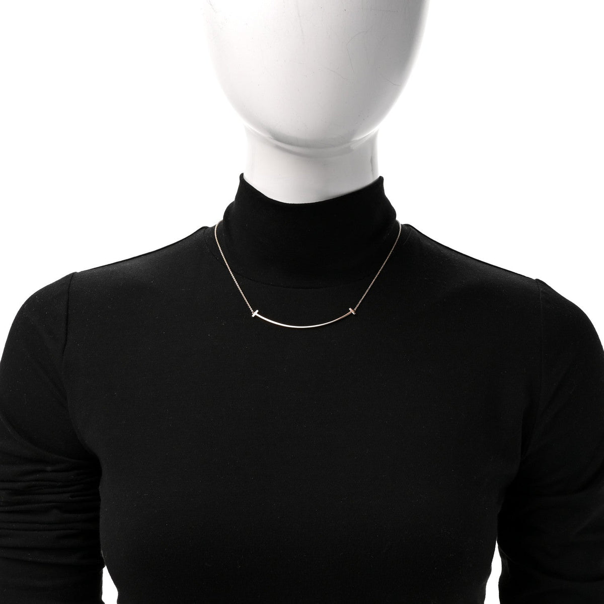 18K Rose Gold Large T Smile Pendant Necklace